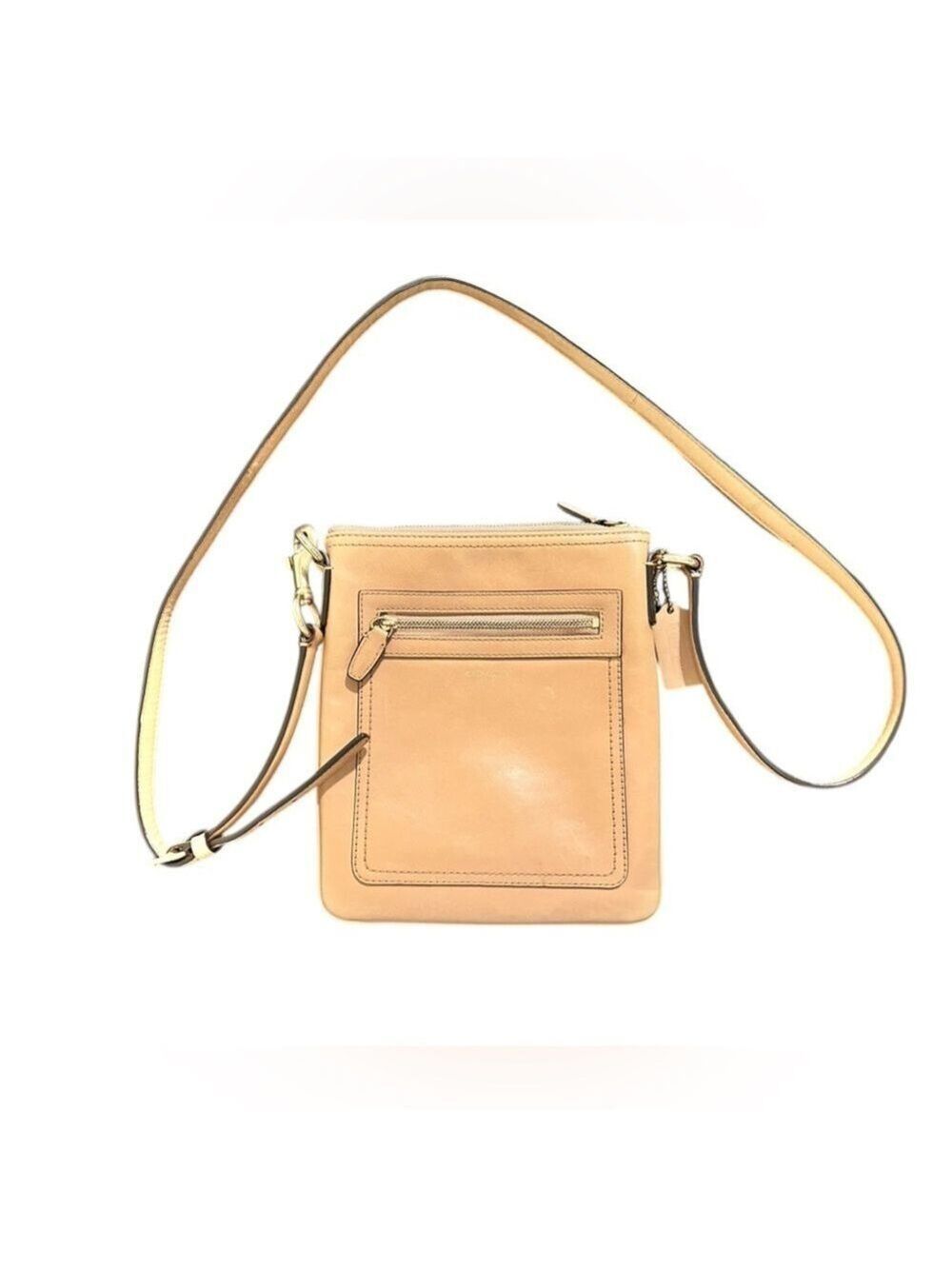 COACH Legacy Swingpack Brass Sand Leather Zip Top Front Zip Pocket EC